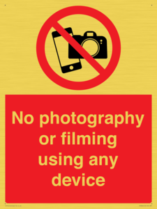 No photography or filming using any device